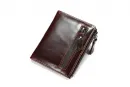 Men's head leather short money clip card holder bag